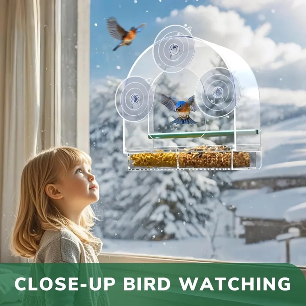 Transparent Window Wild Bird Feeder with Suction Cups
